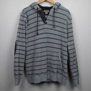 Carbon2Cobalt gray striped waffle knit hoodie pullover-L